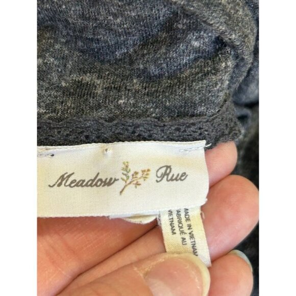 Meadow Rue Sweater Cardigan Long Sleeve Eyelet Warmer Heathered Gray Sz M - Picture 7 of 9